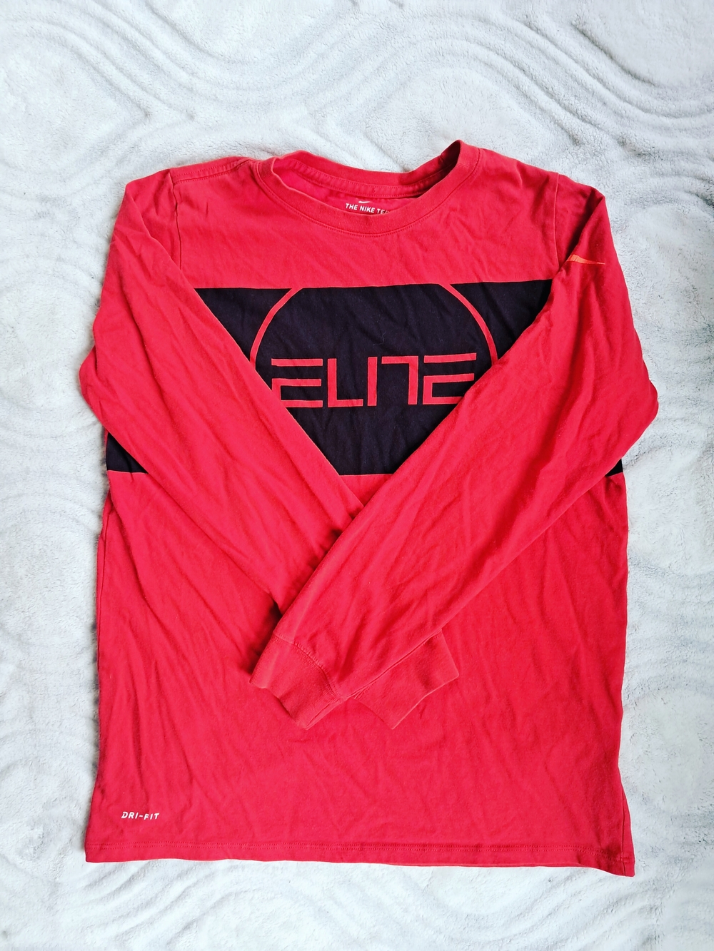 Nike Red Long Sleeve 'ELITE' Graphic Athletic Tee